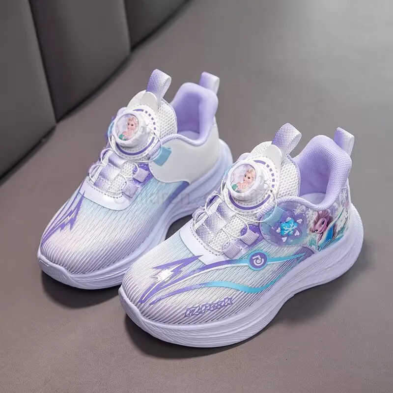 Disney Frozen Children Sneakers For Girls Shoes Princess Elsa Kids Running Leather Student Sports Purple Shoes Size 2738 H251022