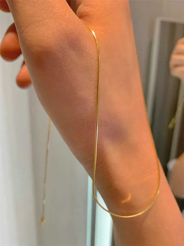 Vintage Gold Color Stainless Steel Snake Chain Necklace For Women Fashion Clavicle Chain Necklace Men Party Jewelry Accessories U251022