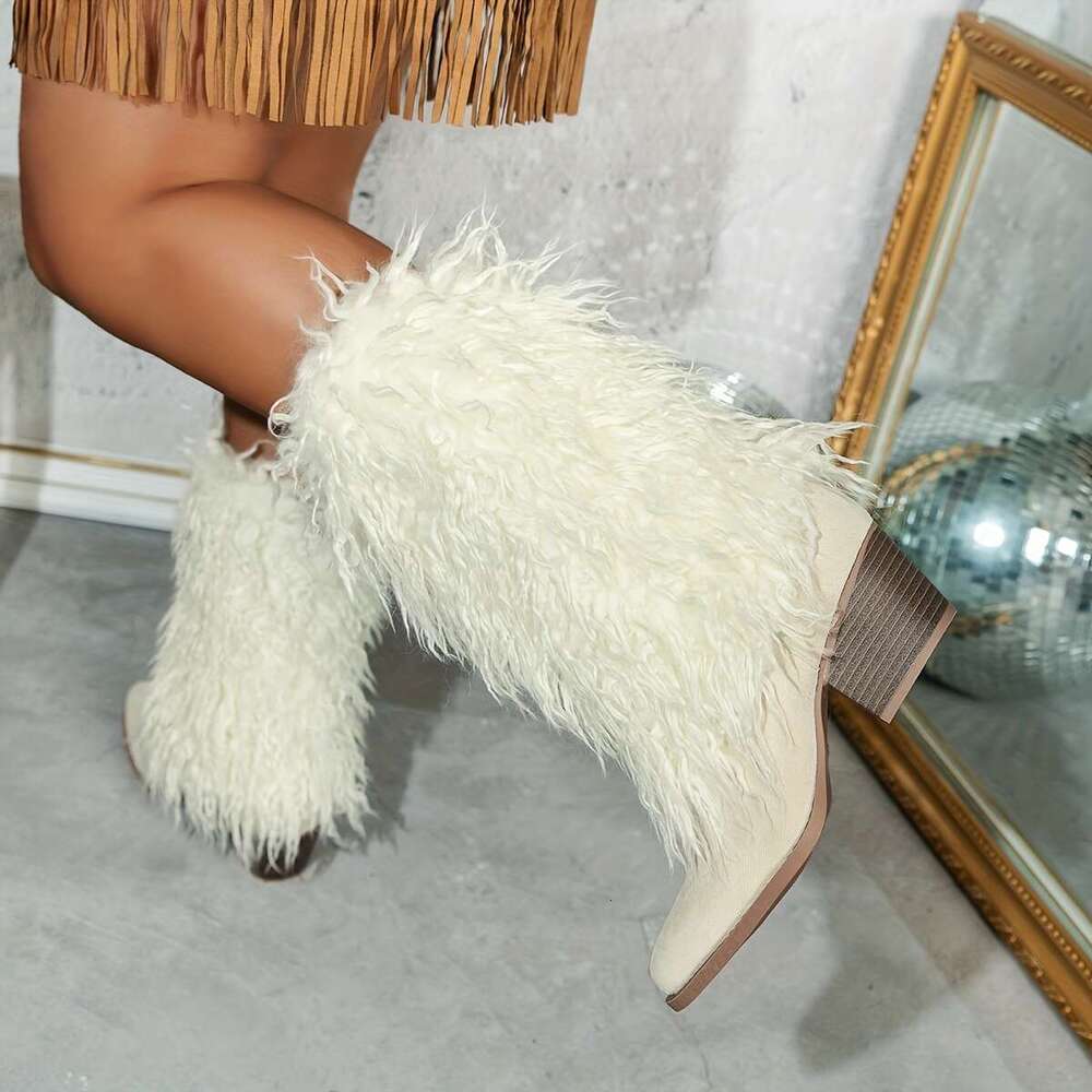Women's Fashionable Autumn And Winter Faux Fur Boots