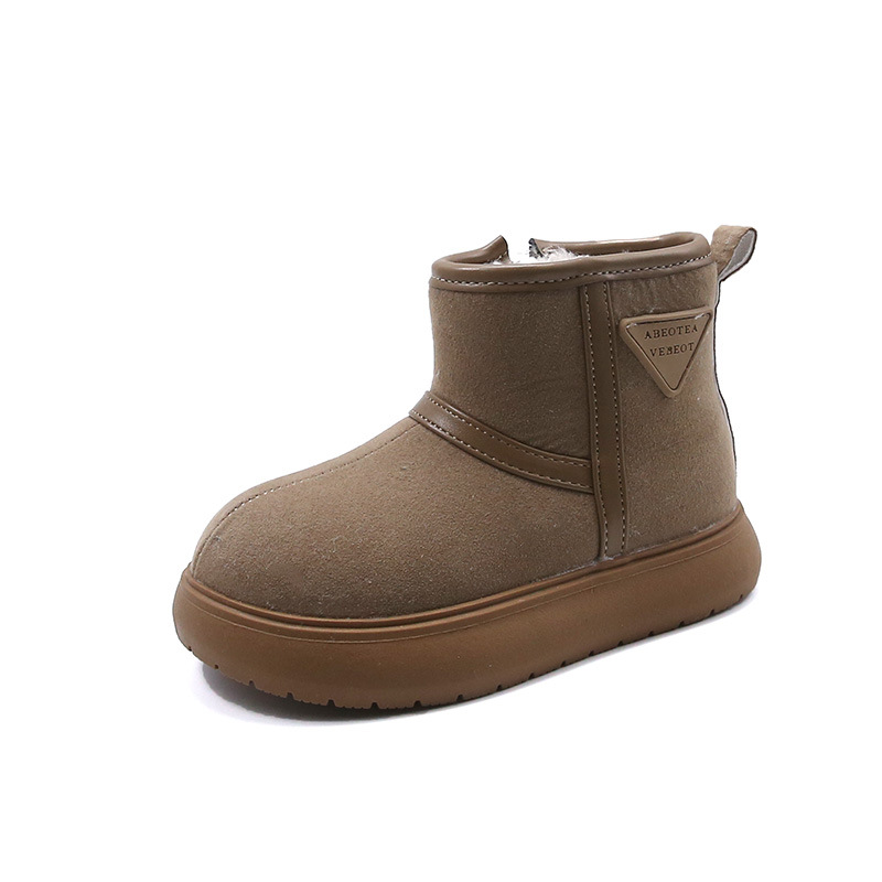 Kids Snow Boots for Girls Boys Winter Warm Plush Lining Ankle Boots for Toddler Children Fashion Cutefeet Side-zipper Cotton Shoes Sizes 26 - 36 US9C-