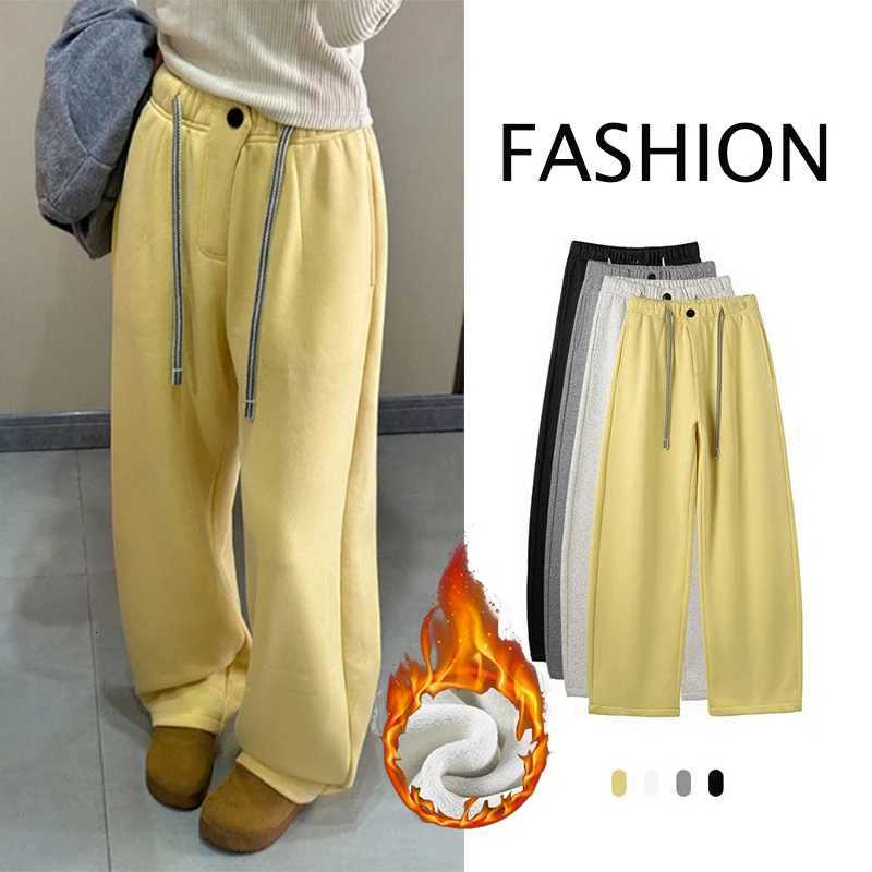 Winter Women Streetwear Baggy Fleece Pants Lady High Waist Snow Warm Plush Trousers Girls Slim Fit Daily Thermal PantsT251022
