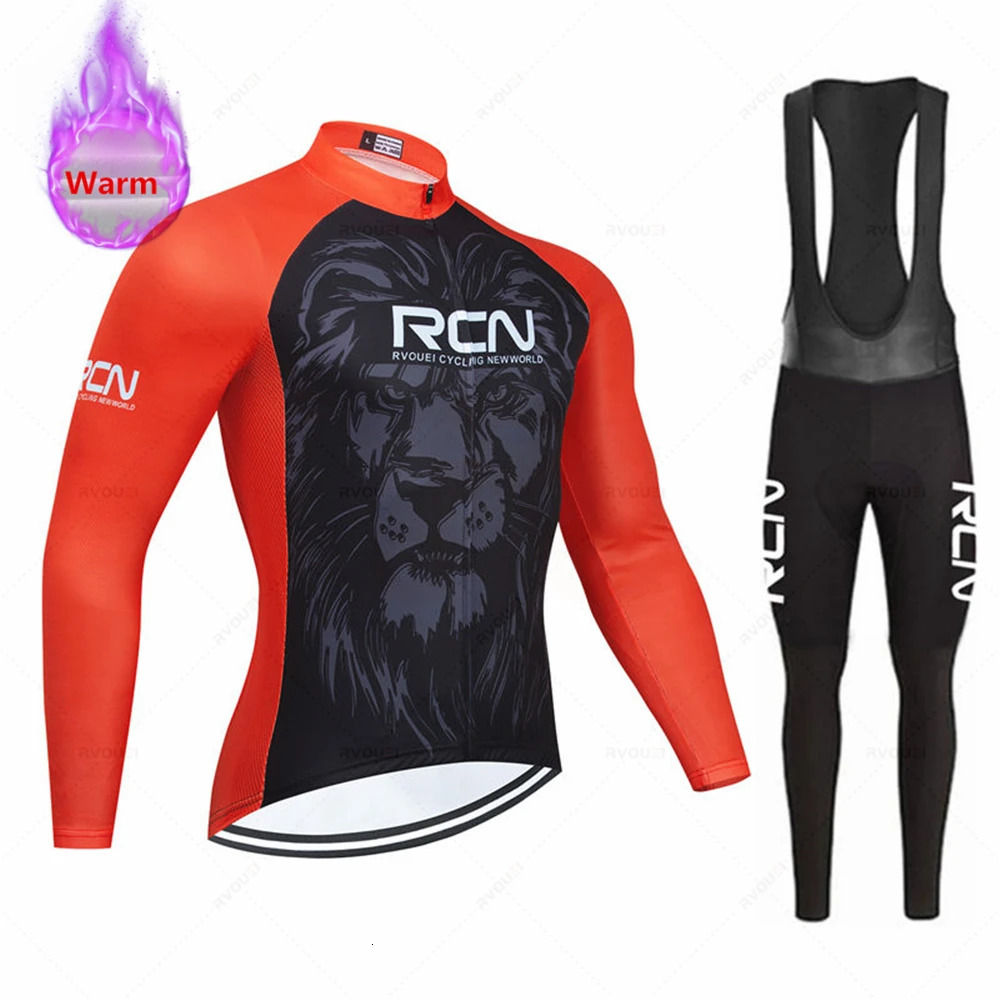 Rcn Men Winter Cycling Clothing Long Sleeve Thermal Fleece Bicycle Jersey Set MTB Warm Bike Ropa Ciclismo Hombre 251022