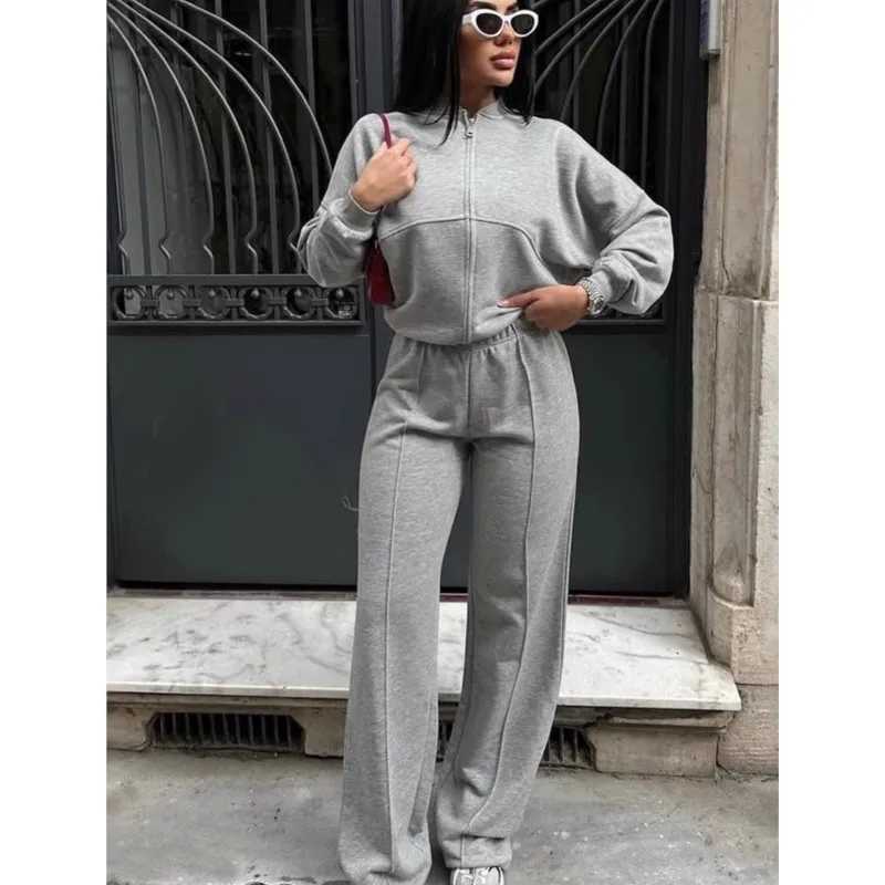 Casual Pants Suit 2025 Autumn Winter Cardigan Sweatshirts Sports Women Fashion Street Longsleeved Jacket Trousers Twopiece SetT251022
