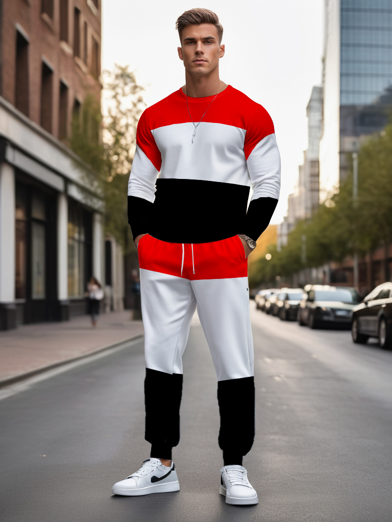 Men's Brown Knitted Cotton Blend Long Sleeve Round Neck Sweatshirt Ankle-Length Casual T-Shirt Comfortable Outdoor Wear - YLWY00156