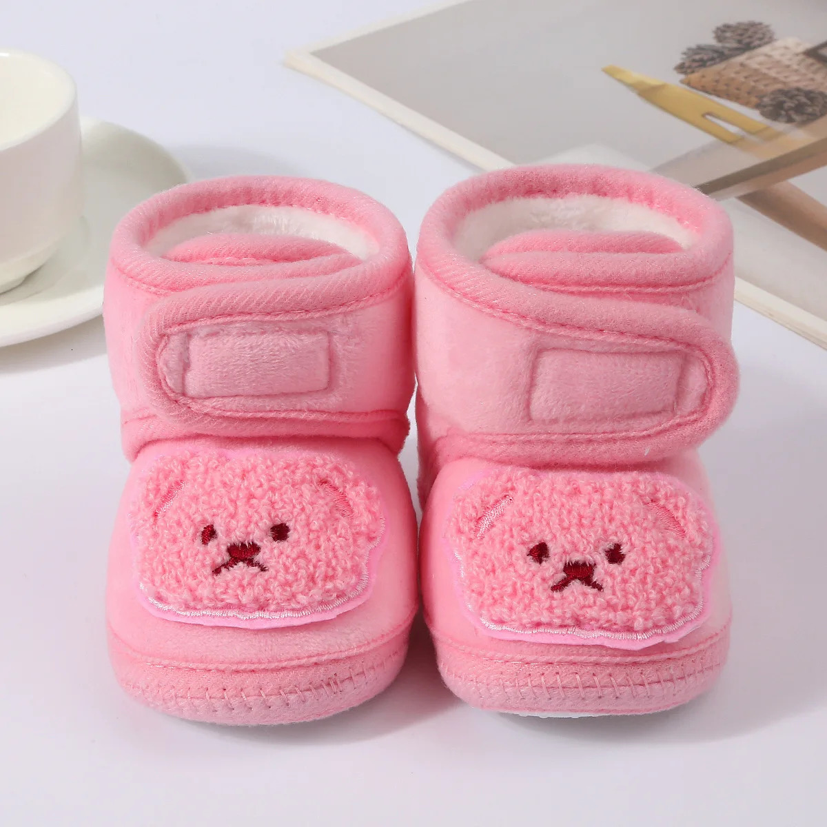 Cute Bear Baby Shoes Cartoon Soft Soled Snow Boots for Infant Boy Girl Autumn Winter Warm Thicken Plush Kids First Walkers 018M 251022