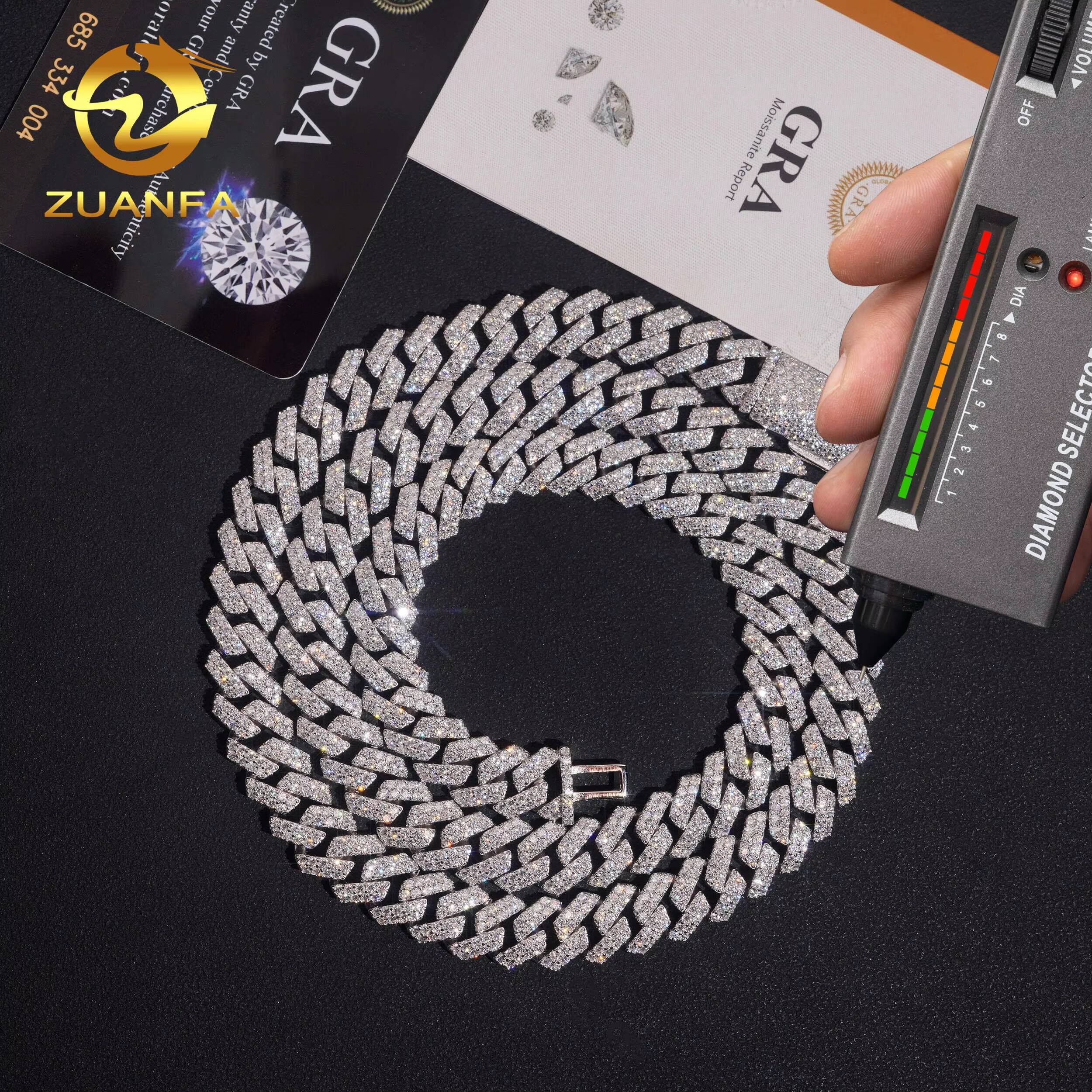 Ship in USA Warehouse Stock 10mm 2Rows 925 Solid Silver Hip Hop Iced Out VVS1 Moissanite Diamond Miami Cuban ChainBracelet