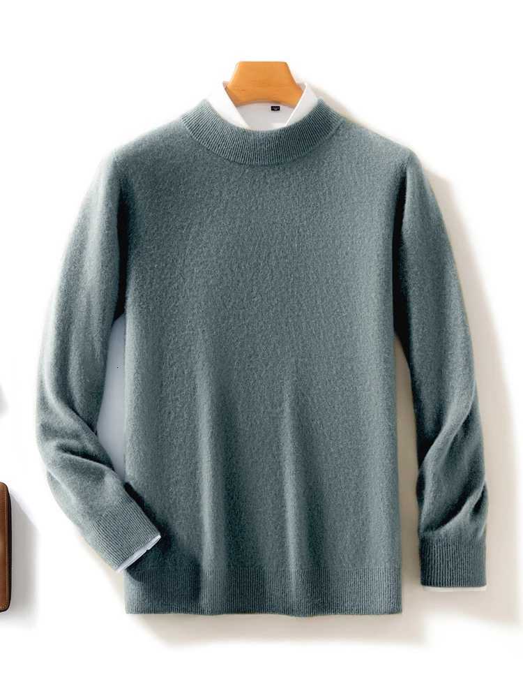ANGEL Mens 100 Merino Wool Sweater Mockneck Pullovers Autumn Winter Smart Casual Cashmere Knitwear Basic Male Clothing TopsXJ251022