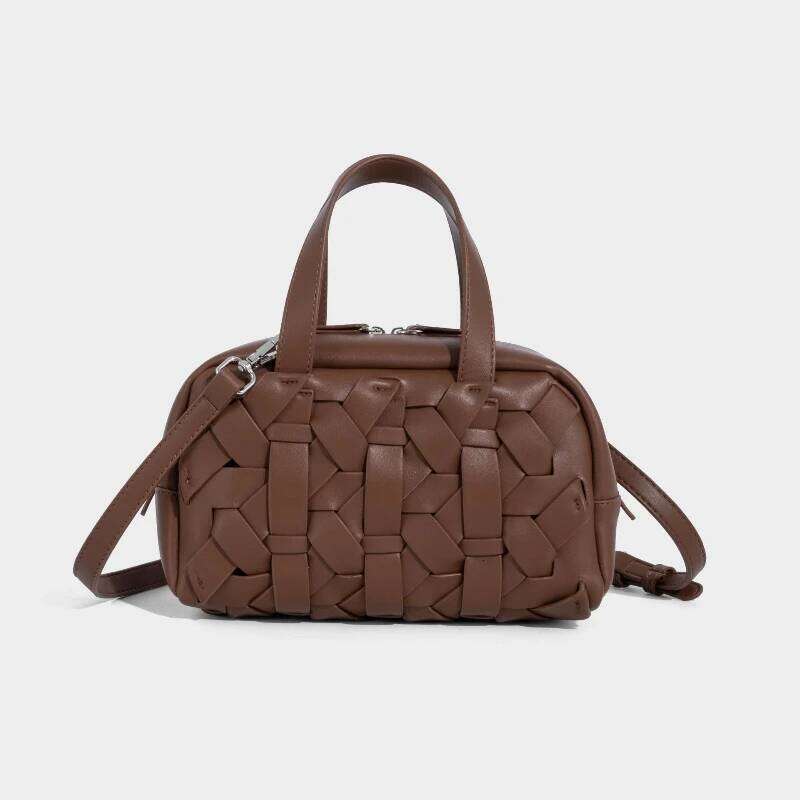 Women's Handmade Woven Pillow Handbags PU Leather Adjustable Strap Single Shoulder Crossbody Large Capacity Underarm Bag Suotong1022