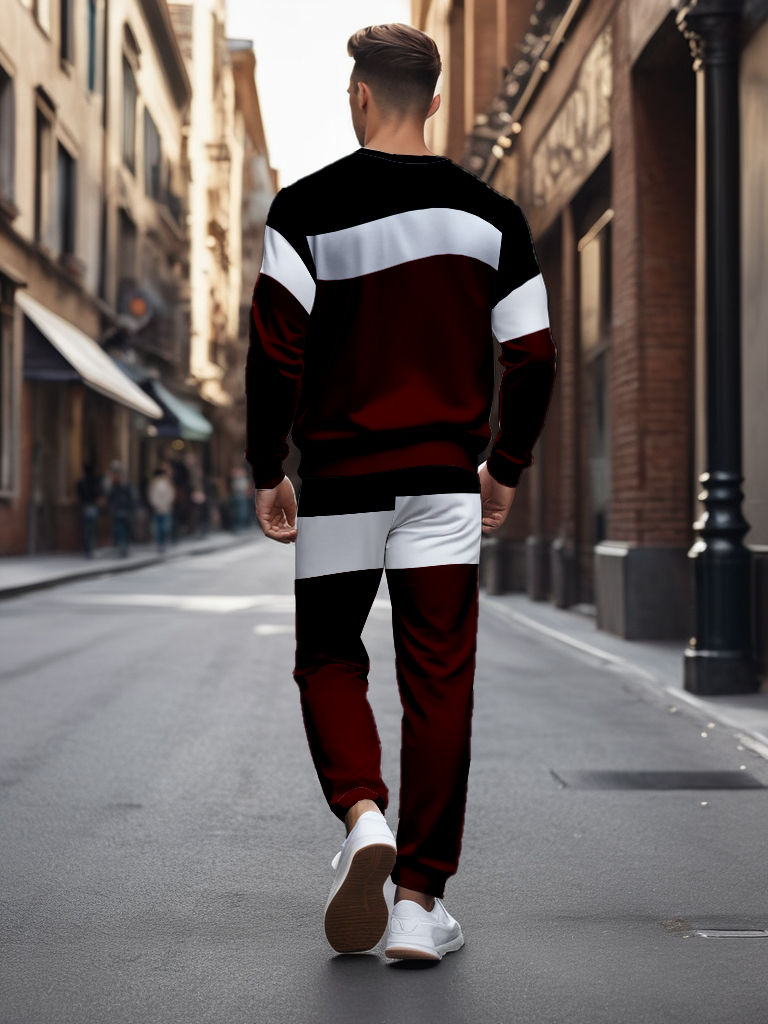 Men's Brown Knitted Cotton Blend Long Sleeve Round Neck Sweatshirt Ankle-Length Casual T-Shirt Comfortable Outdoor Wear - YLWY00155