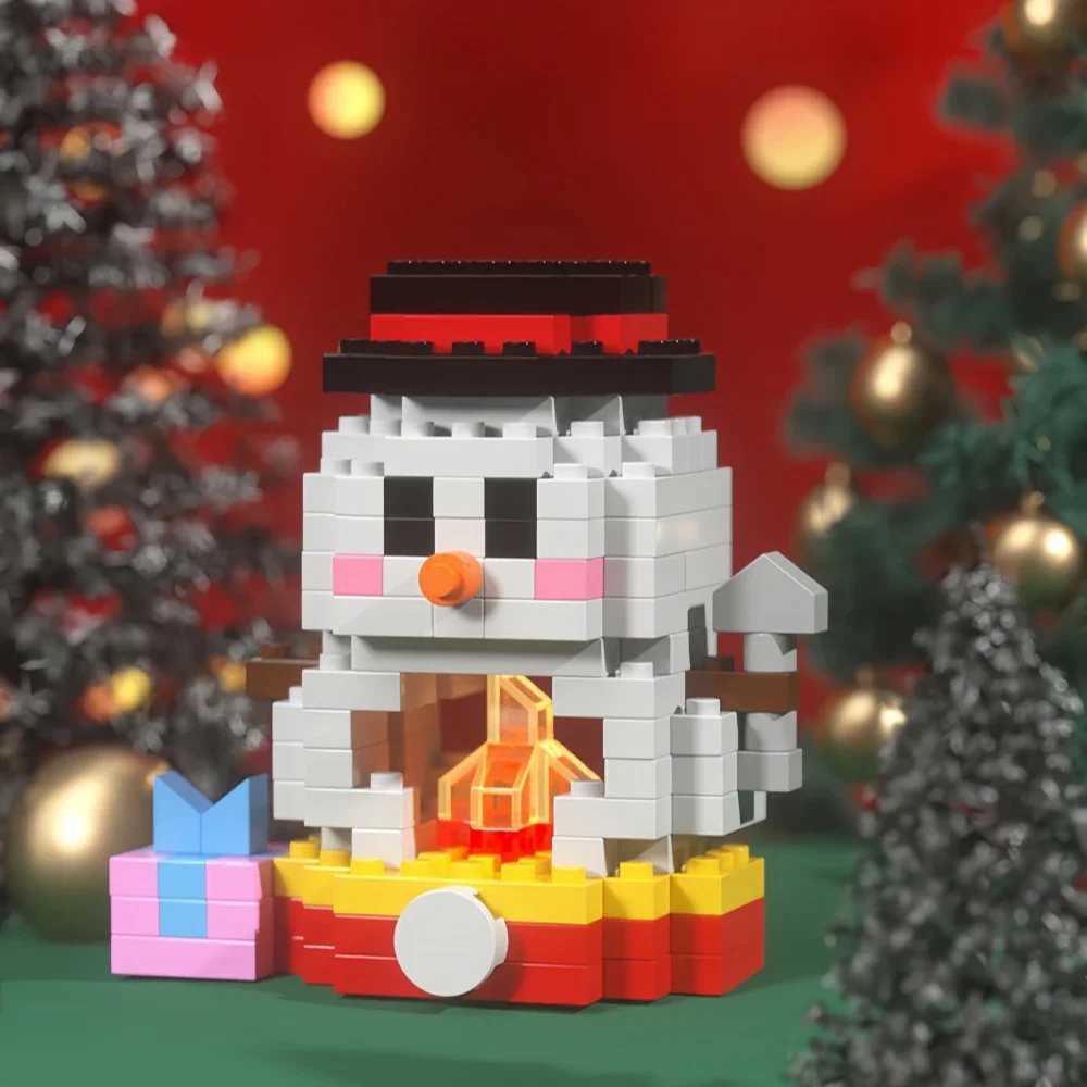 Knew Built Christmas Micro Mini Building Blocks Toys Santa Claus Christmas Tree Reindeer Snowman Elements Perfect Gifts J251022