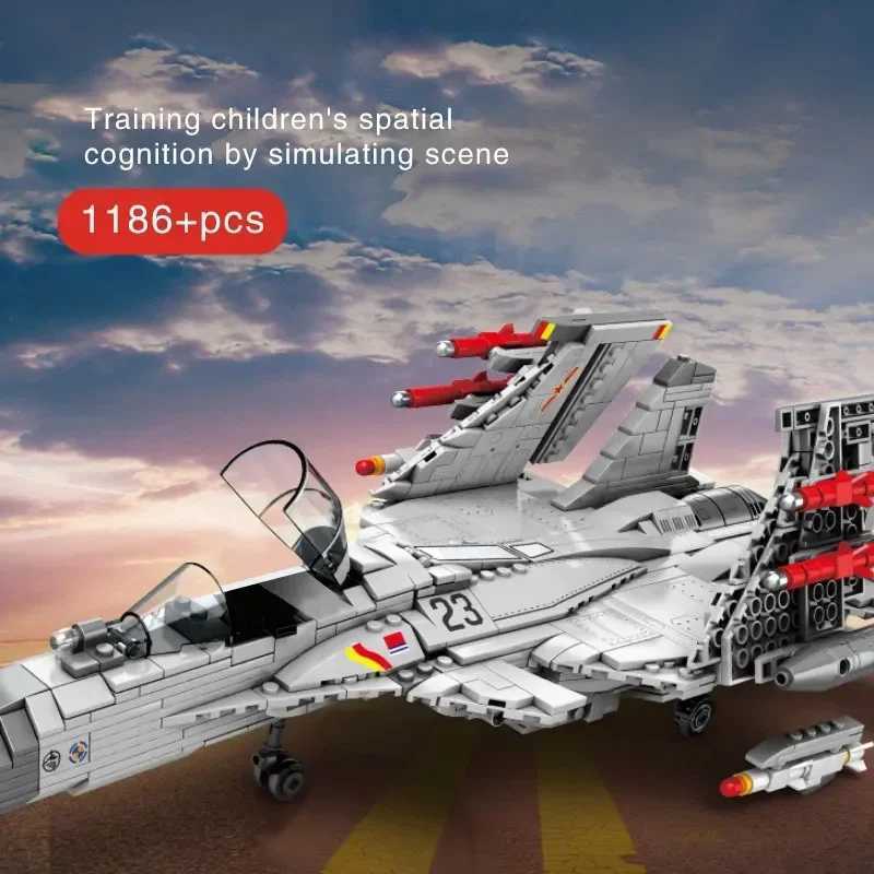 1186pcs Military Chinese J15 Carrier Fighter Aircraft Flying Shark Model Building Blocks Plane Bricks for Children Boy Toy Gift J251022