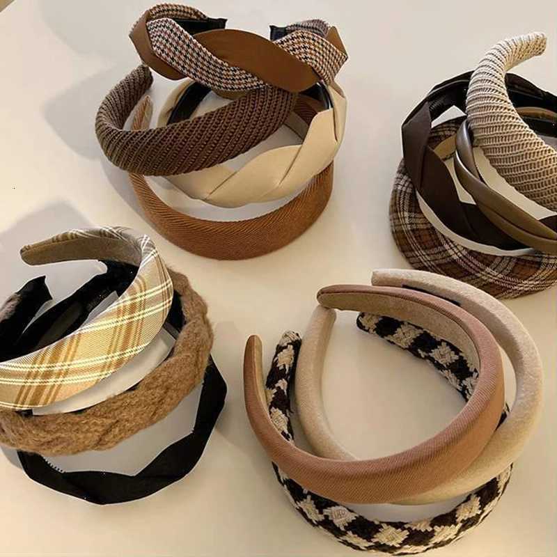 Fashion Print Lattice Sponge Vintage Elastic Hair Band Hair Hoop Headband Womens Girl Wide Side Hairband Female Hair Accessories V251022