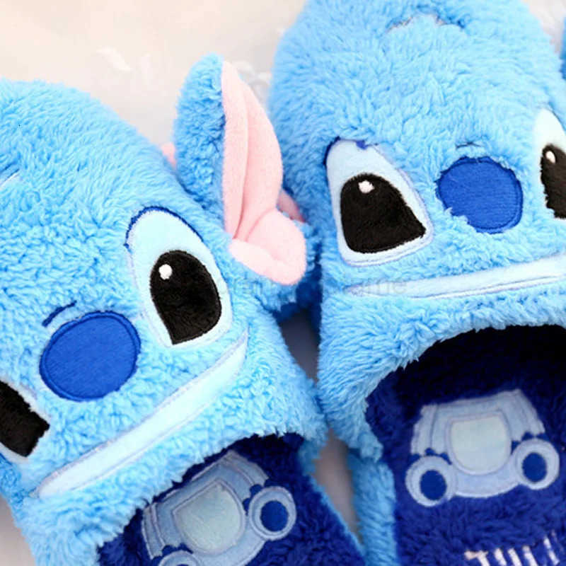 Disney Cartoon Plush Slippers Anime Peripherals Autumn Winter Creative Alien Stitch Winnie The Pooh Soft Home Slippers Unisex H251022