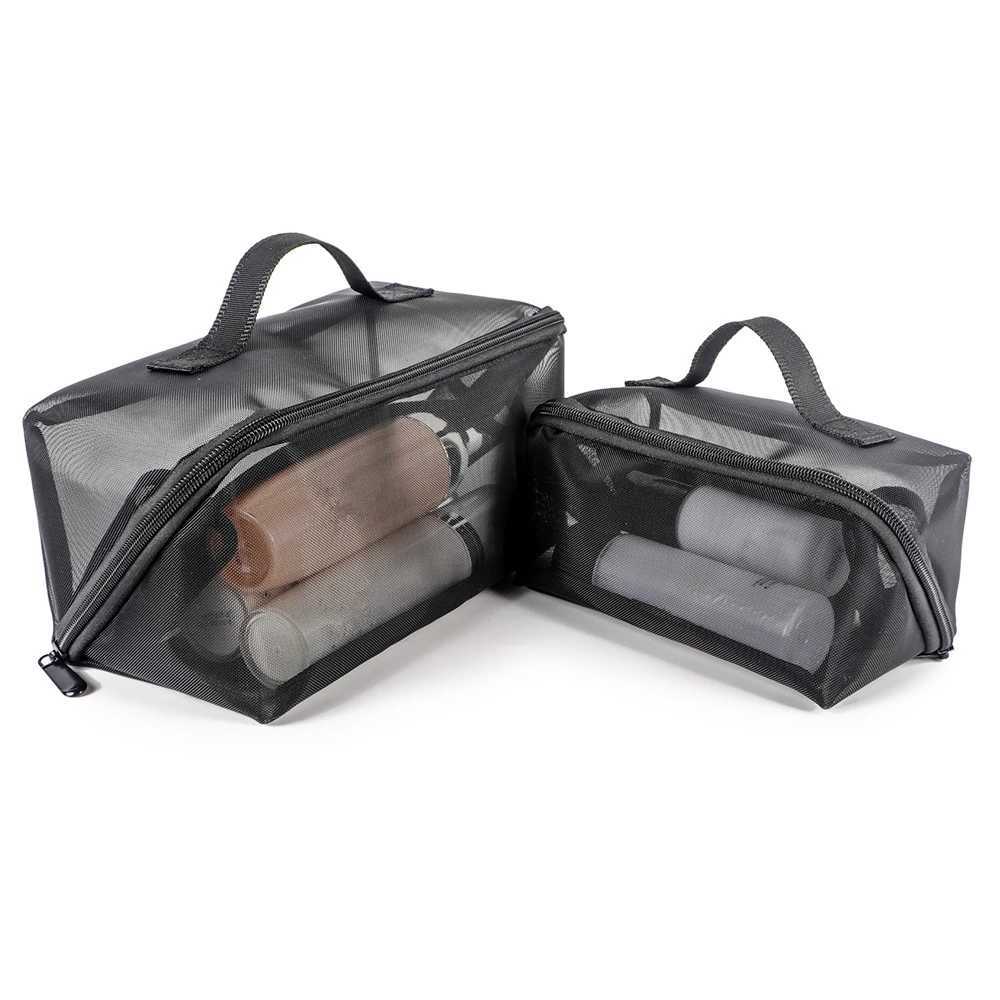 Breathable Mesh Cosmetic Bag Large Transparent Makeup Organizer for Travel Portable Toilet Wash Bag Multifunction Clear PouchW251021