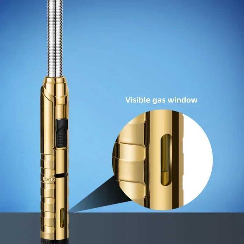 360 Hose Welding Gun Windproof Jet Blue Flame Butane Gas Torch Lighter Visible Gas Window Outdoor BBQ Kitchen Cigar Lighters C251022