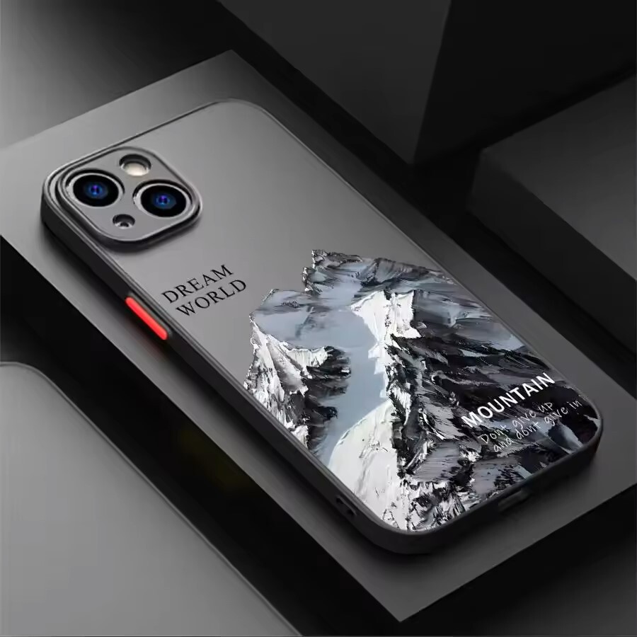 New Men's Fashion Phone Case Compatible with Apple Pro Max Phone Case iPhone Creative Snow Mountain Matte Case Phone Protection Case