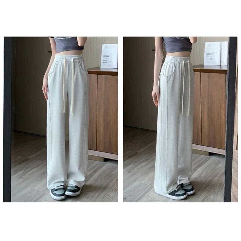Lady Casual Daily High Waisted Sweatpants Women Drawstring Straight Leg Pants Girls Korean Slim Fit Thin TrousersT251022