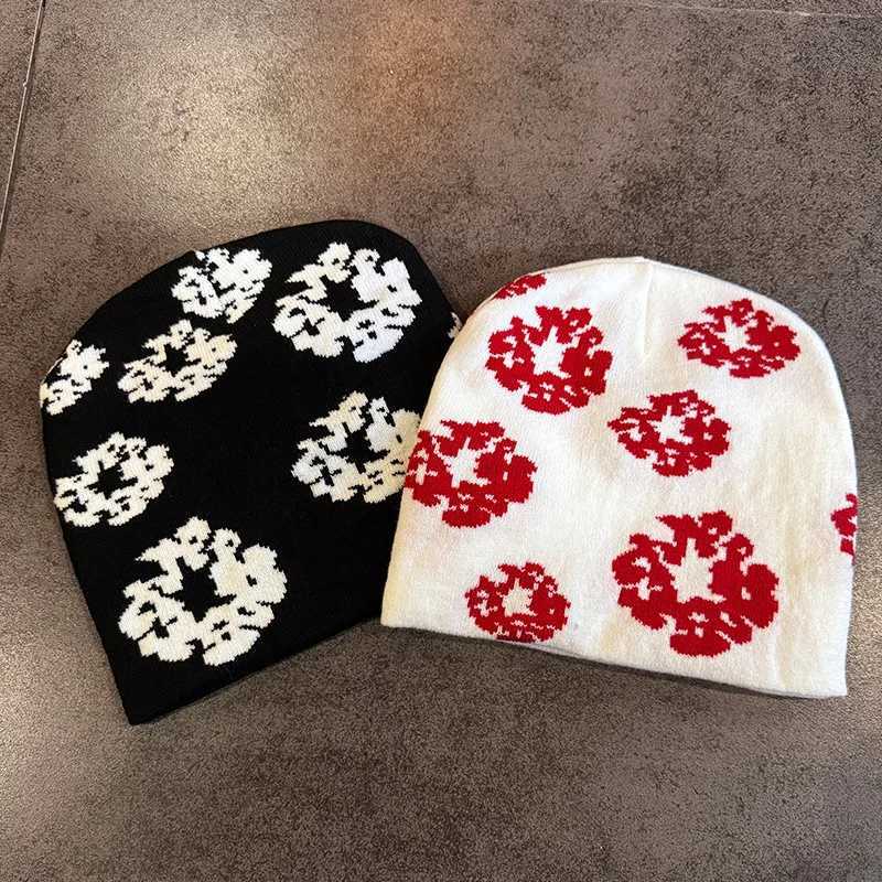 1pc Floral Print Knit Beanie for Men Women Soft Stretchy Skull Caps for Outdoor WalkingCasual StreetwearWinter Autumn Head Hat J251022