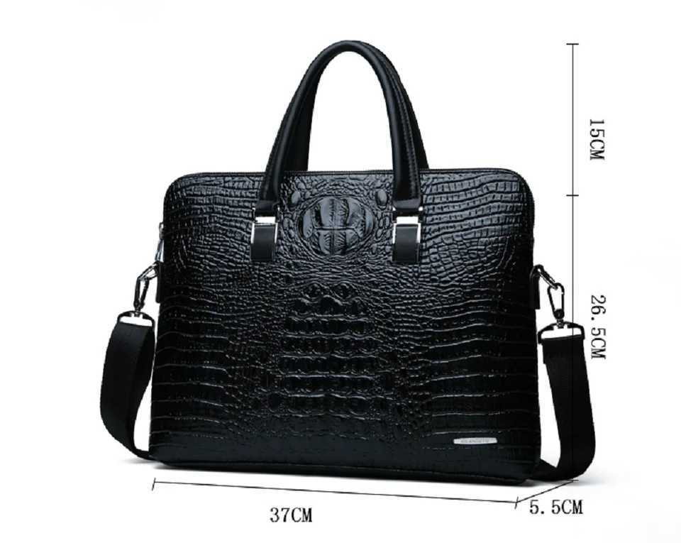 2025 New Mens High Quality Leather Business Briefcase Fashion Crocodile Pattern Handbag Shoulder Bags Crossbody Laptop Bag W251022