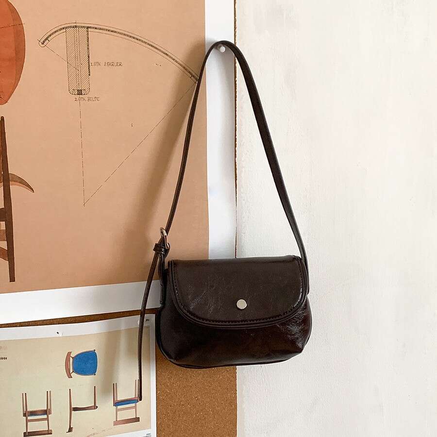 New Fashion Simple Single Shoulder Small Square PU Leather Niche Style Underarm High-End Shell Saddle Bag B5