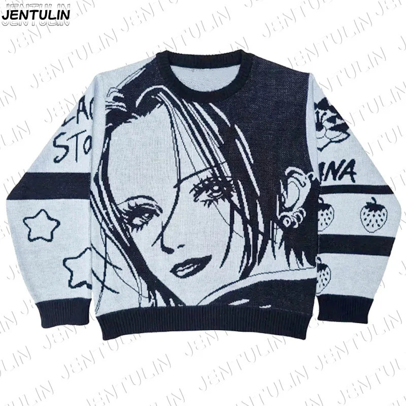 Punk Hip Hop Anime Graphic High End Men Y2K Gothic Mens Winter Sweate Harajuku Women Sweater Retro Pullover Men Clothing 251020
