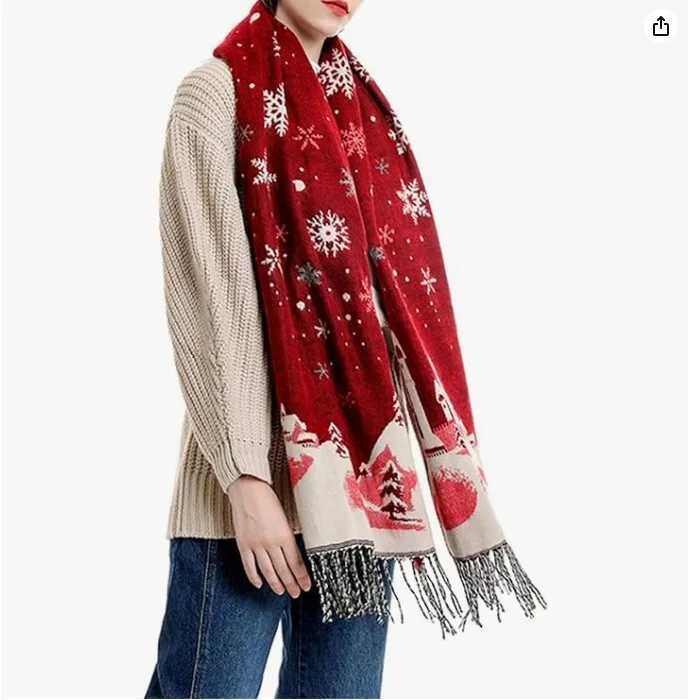 Scarf Blanket Scarf Tassel Double Wrap Christmas New Year J251022