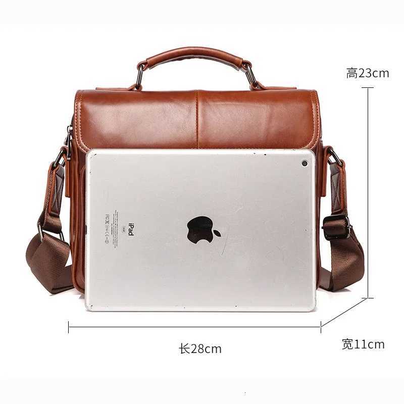 Vintage Luxury Handbag Cowhide Tote Shoulder Genuine Leather Briefcase for Man Business Messenger Crossbody Side Cross Bag W251022