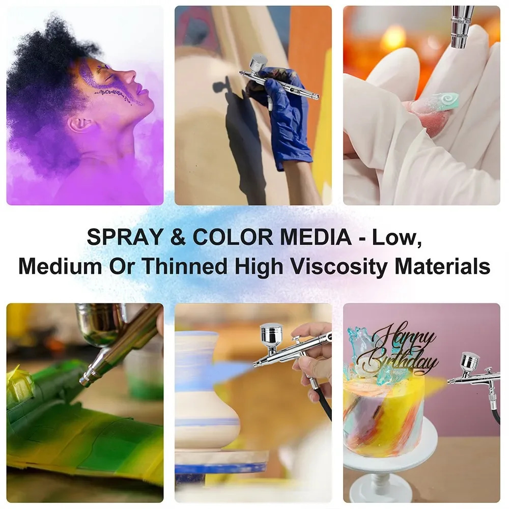 Airbrush Kit DualAction Gravity Airbrush Spray Gun with 020305mm Needles Set 7cc20cc40cc Cup Air Hose and Cleaning Kit 251015