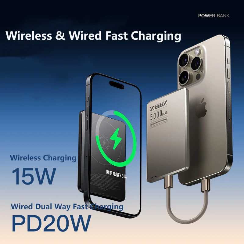 Ultra Slim Magnetic Power Bank Qi2 15W Wireless Powerbank Portable External Battery for for IPhone J251114