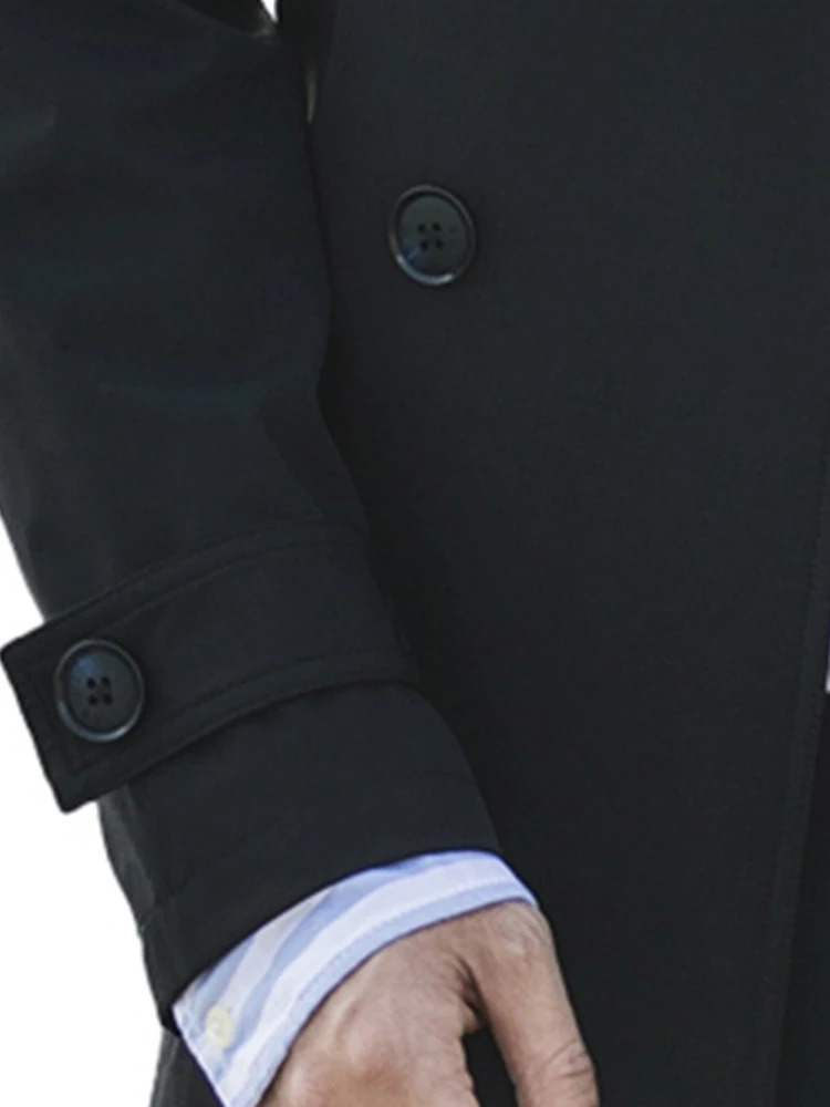 Mauroicardi Autumn Long Fitted Black Trench Coats Men Double Breasted European Fashion Stylish Overcoat 251014