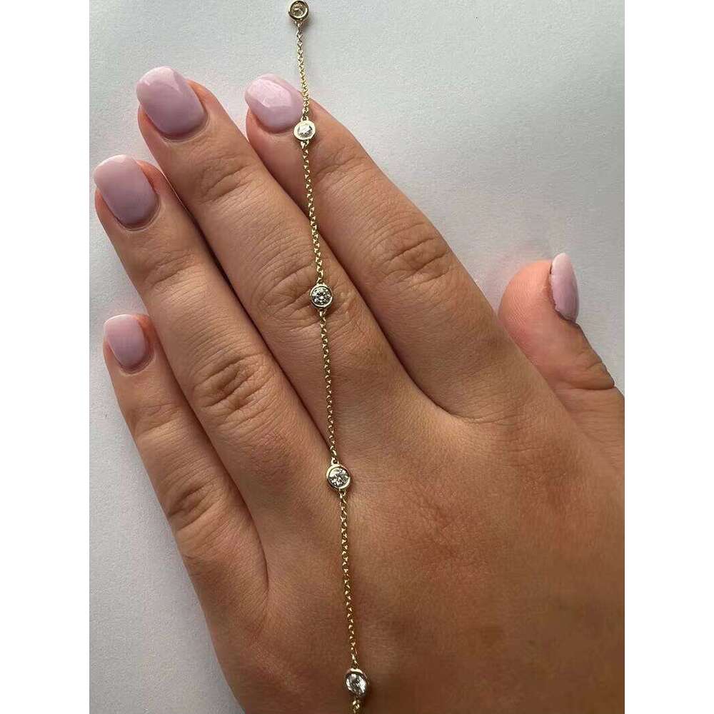 Pure Sier and Gold Plated Natural Sparkling Pyroxene Brilliant Cut Chain Bracelet