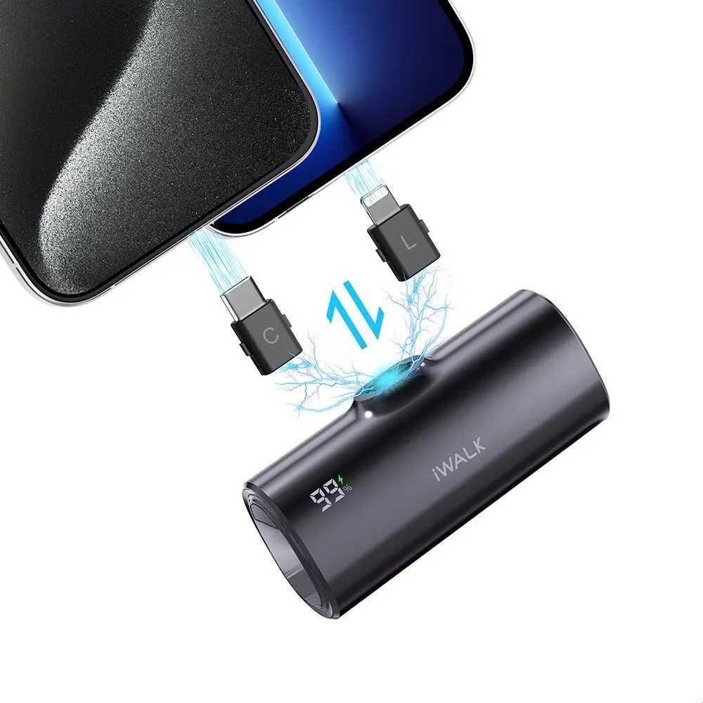 IWALK portable interchangeable connector capsule mobile power bank fast charging 5000mAh suitable for iPhone Lightning J251114