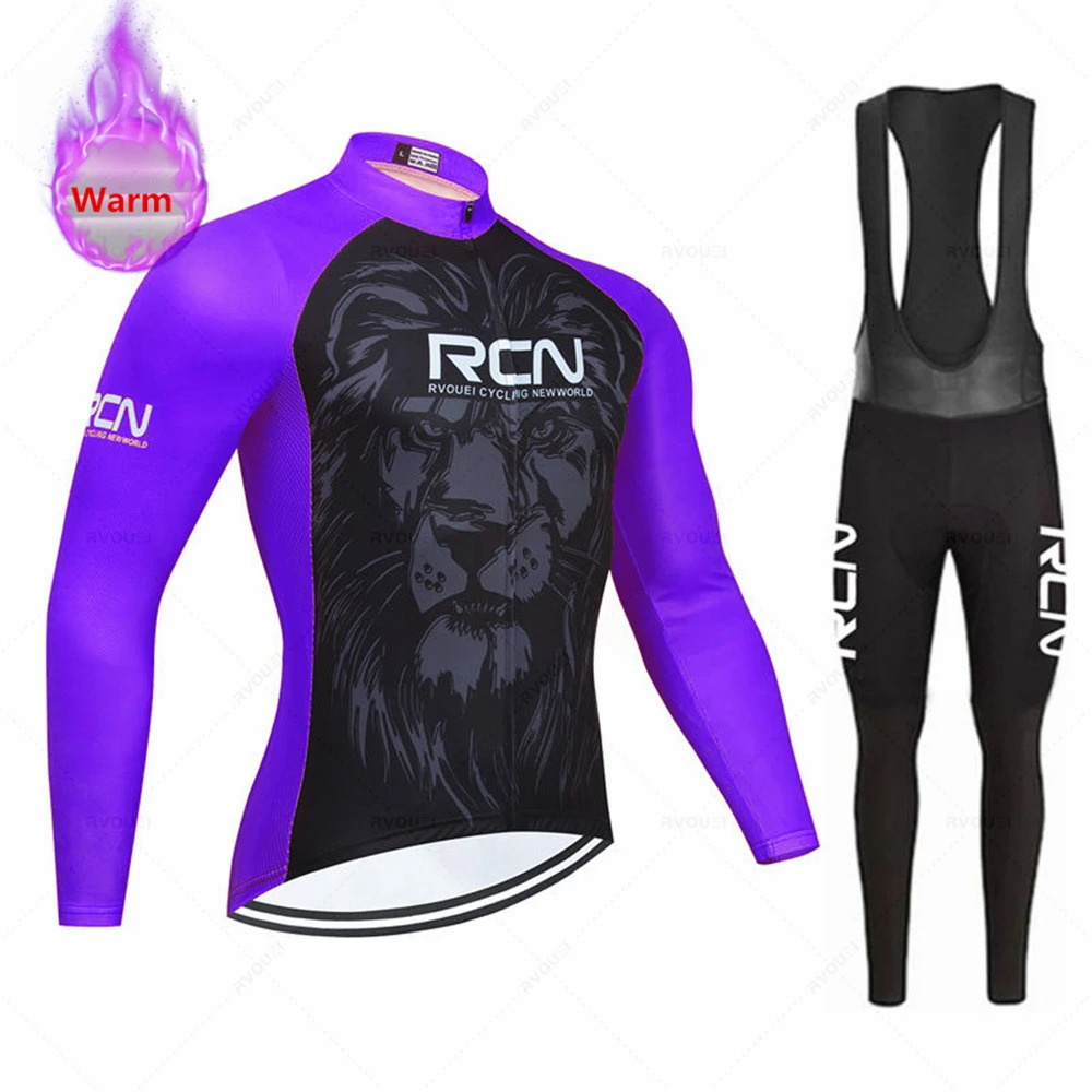 Rcn Men Winter Cycling Clothing Long Sleeve Thermal Fleece Bicycle Jersey Set MTB Warm Bike Ropa Ciclismo Hombre 251022