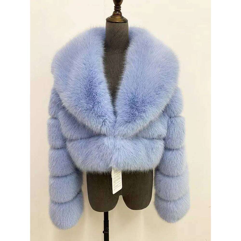 ZADORIN Big Collar Spliced Cropped Coat Woman Clothing Thicken Furry Faux Jacket Winter Fur Coats Top Mujer