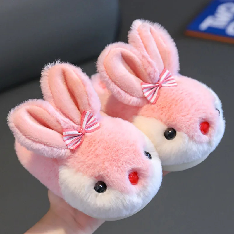 Children Winter Thick Slippers Kids Cottonpadded Shoes Baby Indoor Warm Girls Cute Cartoon Rabbit Animal Slides 251022