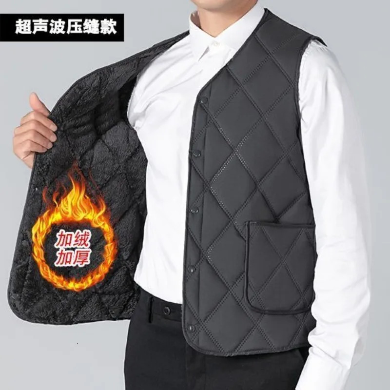 Autumn Down Cotton Vest Mens Warm Vest Plus Velvet Thickened Casual Loose Versatile Vest 251016