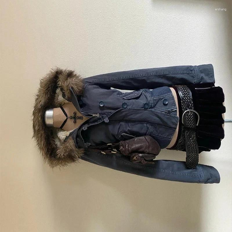 Women's Jackets Vintage Plush For Women Street Fashion Hooded Winter Clothes Casual Slim Denim Jacket Coat Tops