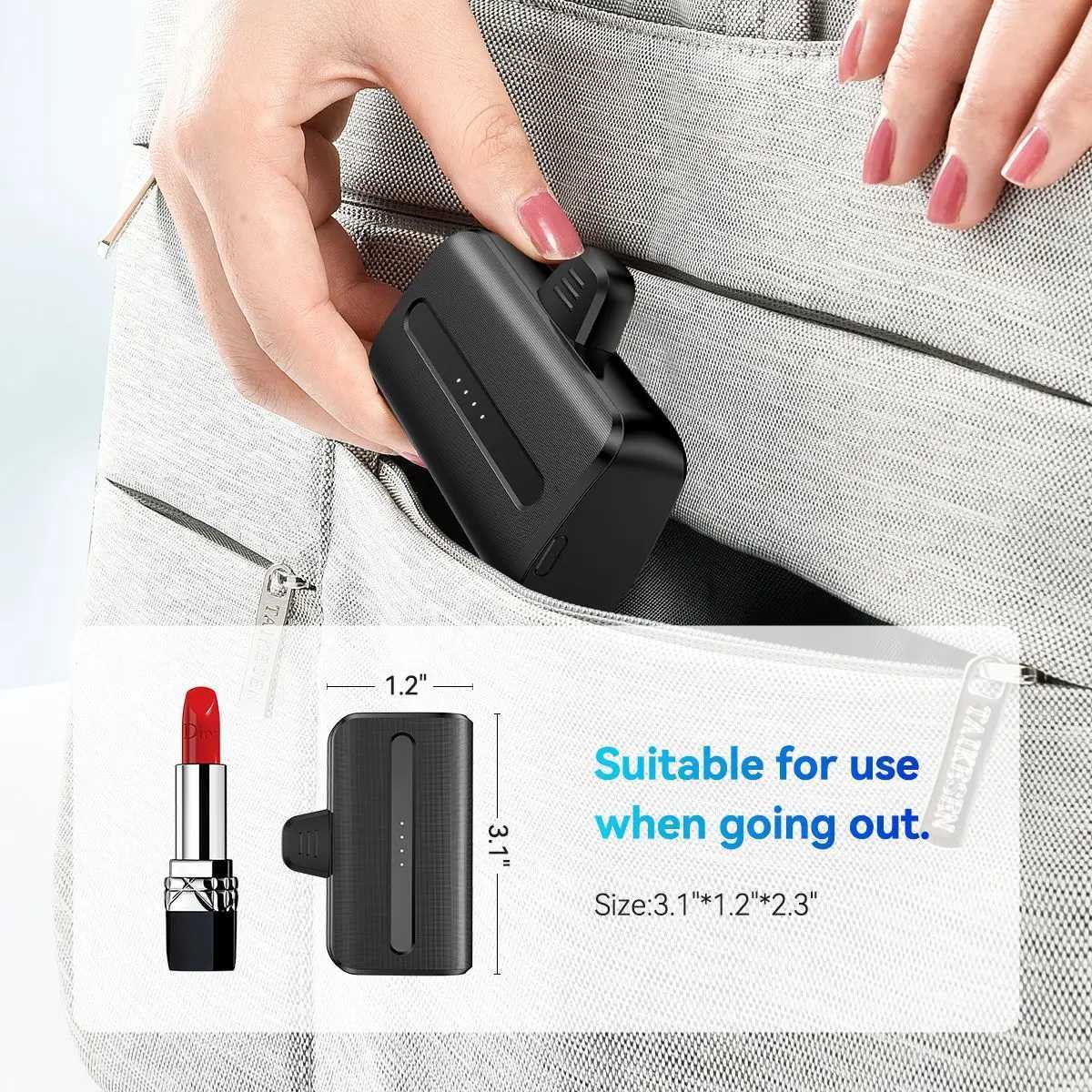 Mini Power Bank Portable 6000mAh Fast Charge With TypeCLightning Plug Compact Emergency Battery Pack for IPhoneAndroid Phone J251114