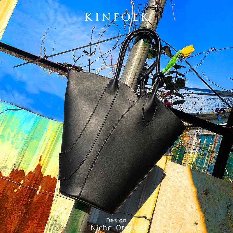 2025 Early Spring Artistic Trend Ornament-Matched Bags Cross-border Simple Bucket Bags Handheld Underarm Tote Bags for Women