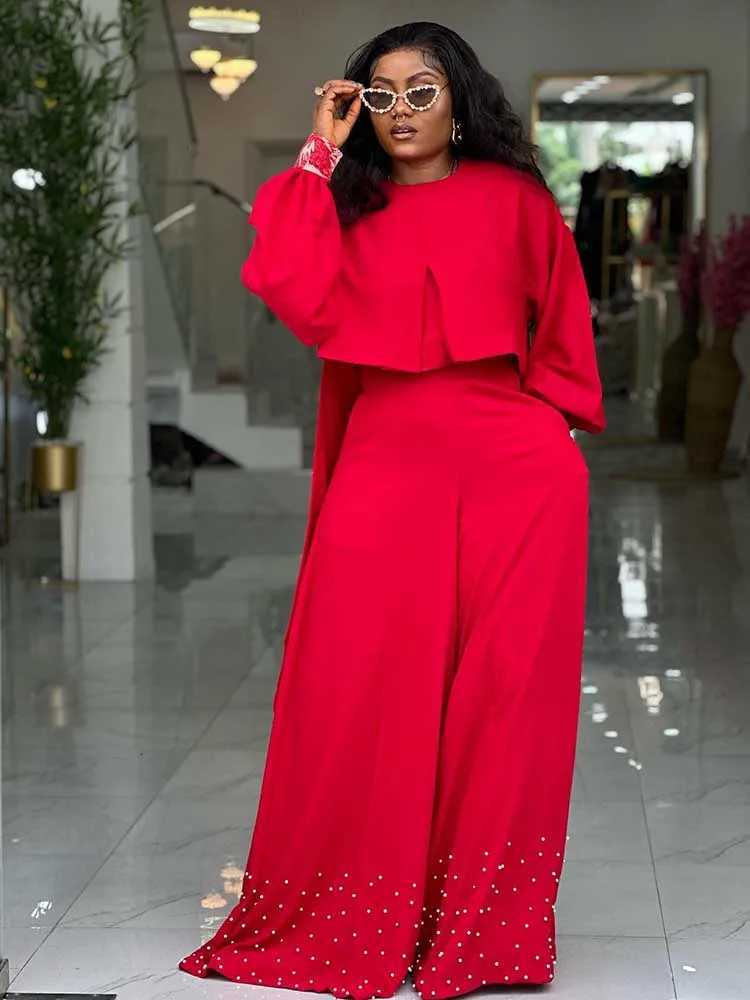 Spring Clothes for Women 2 Piece Sets Women Outfit Lantern Sleeves Suit with Wide Pants and Top High Street Ladies Elegant SetsT251022