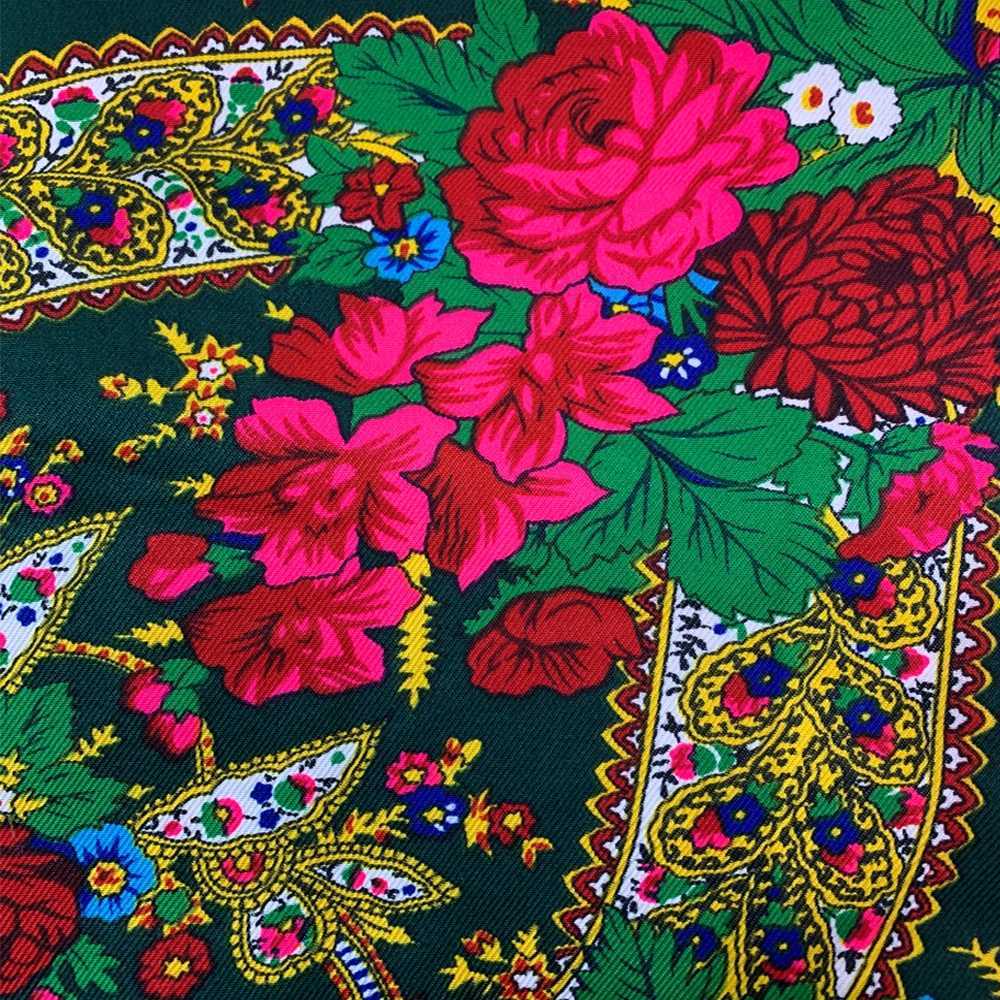 120120cm Women Russian National Square Scarf Retro Floral Printed Ethnic Scarves Handband Shawl Twill Cotton Handkerchief J251118