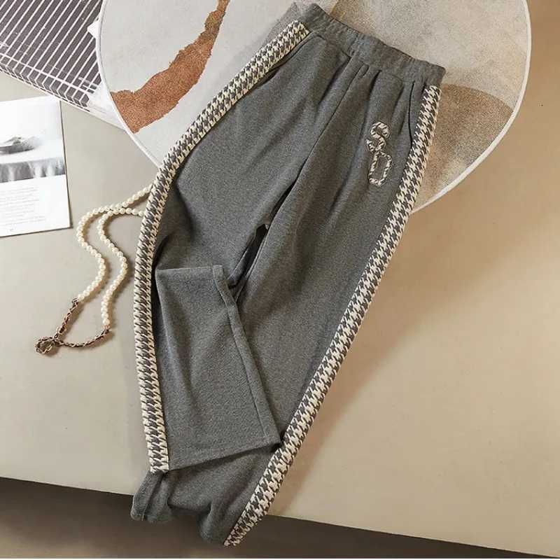 Womens 2025 Autumn and Winter New Style Pullover Round Neck Print Fashionable Casual Wideleg Twopiece SuitT251022