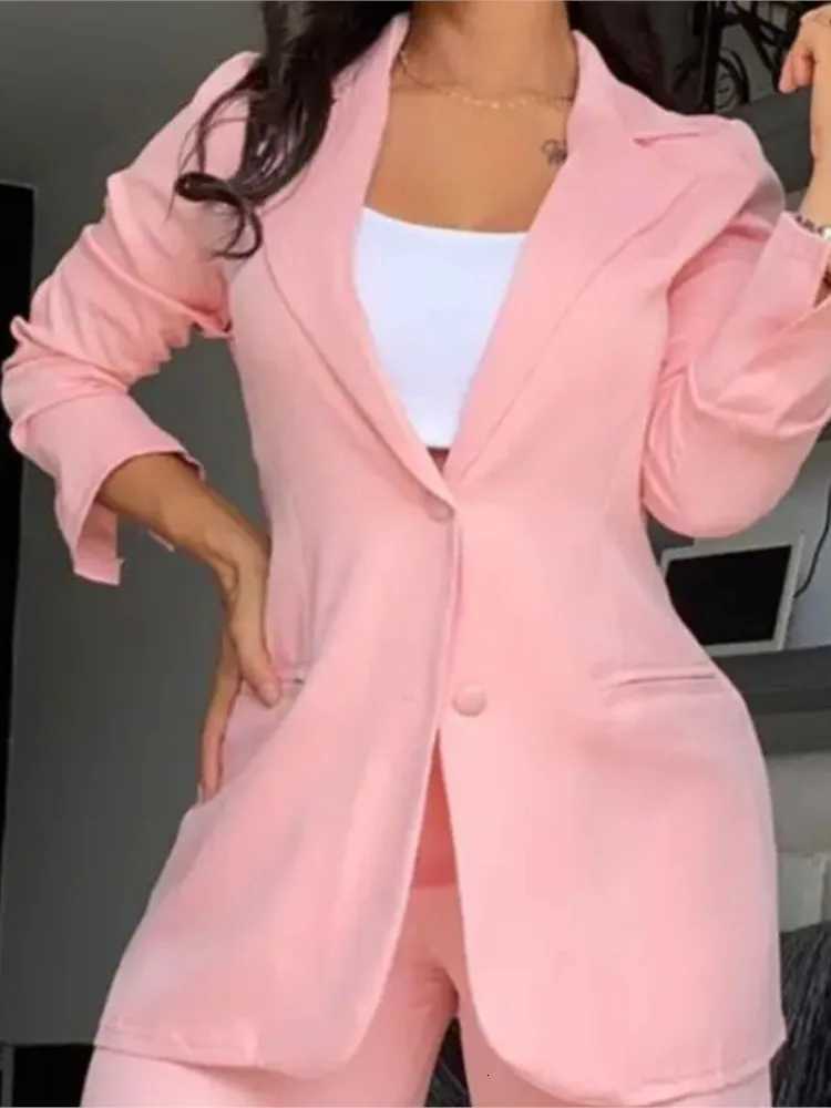 Woman Elegant Blazer Sets New Autumn Fashion Womens Notched Collar Coat Pocket Design Pants Set Work Commuting Two Piece SuitT251022