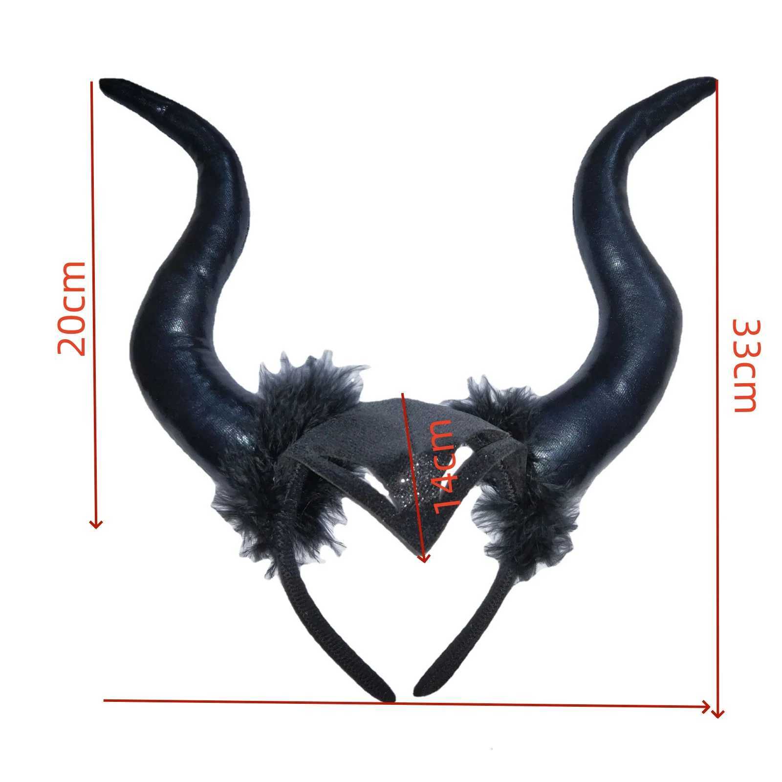 1PC Bull Horns Headband with Fur Black Halloween Party Cosplay Prop Stylish Costume Decoration V251022