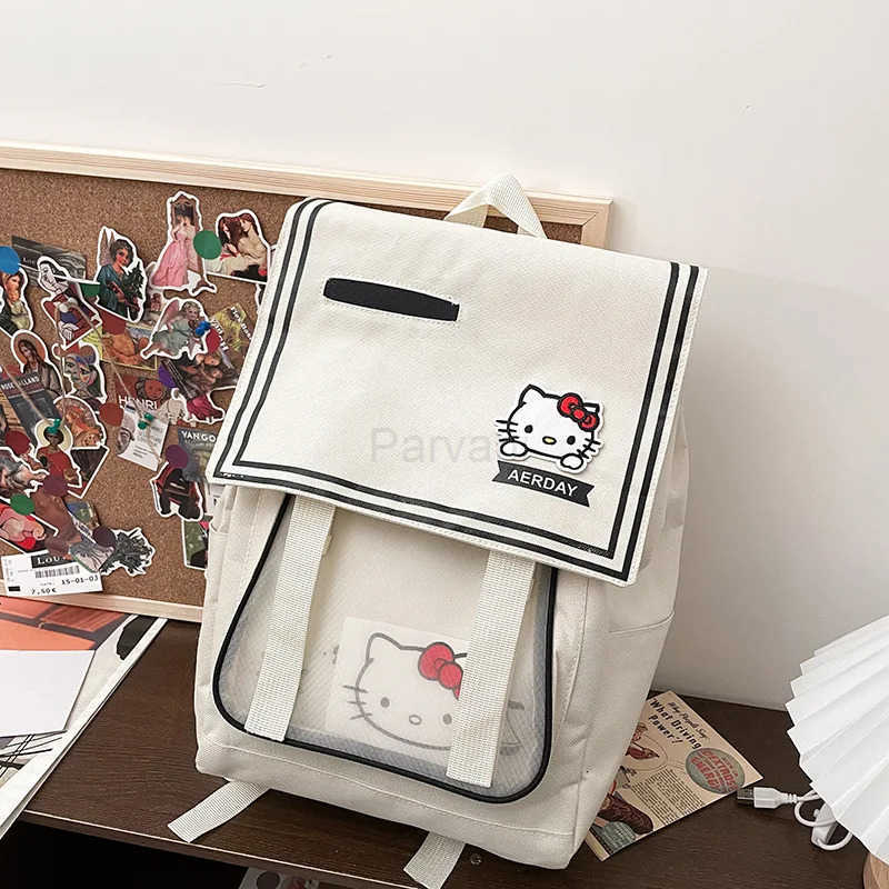Sanrio New Hello Kitty Middle School Student Backpack Versatile Casual Double Shoulder Bag Large Capacity Fashionable Backpack L251022