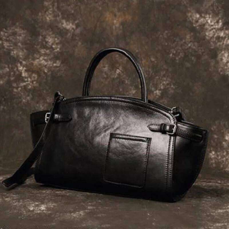 Women Genuine Leather Handbags Ladies Fashion Shell Business Shoulder Bags Designer Bolsa Feminina Top-Handle Purse Tote Suotong1022