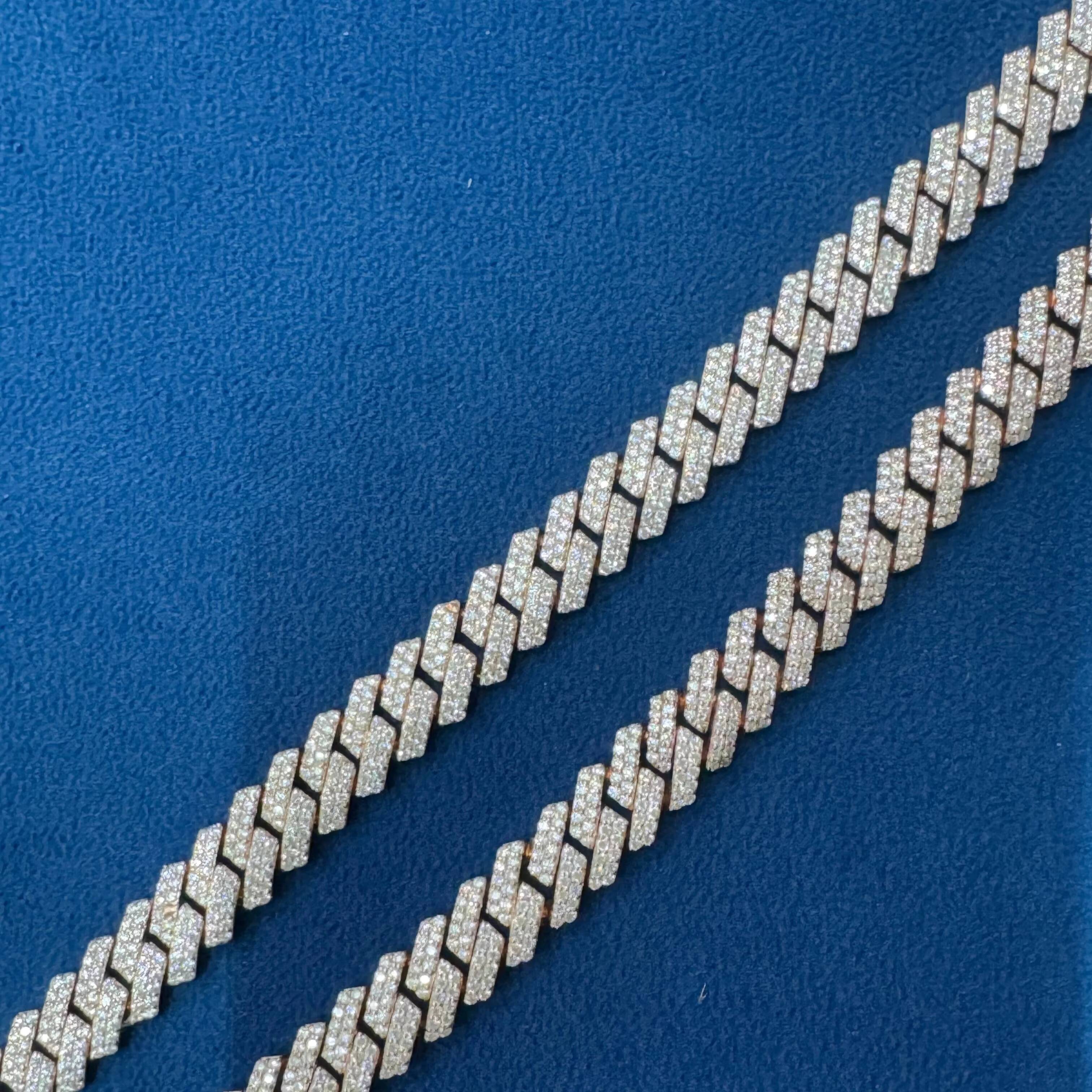 Moissanite Diamond 10 MM Rose Gold Plated 925 Sterling Silver Fully Iced Out Hip Hop Style Cuban Link Chain Jewelry for Sale