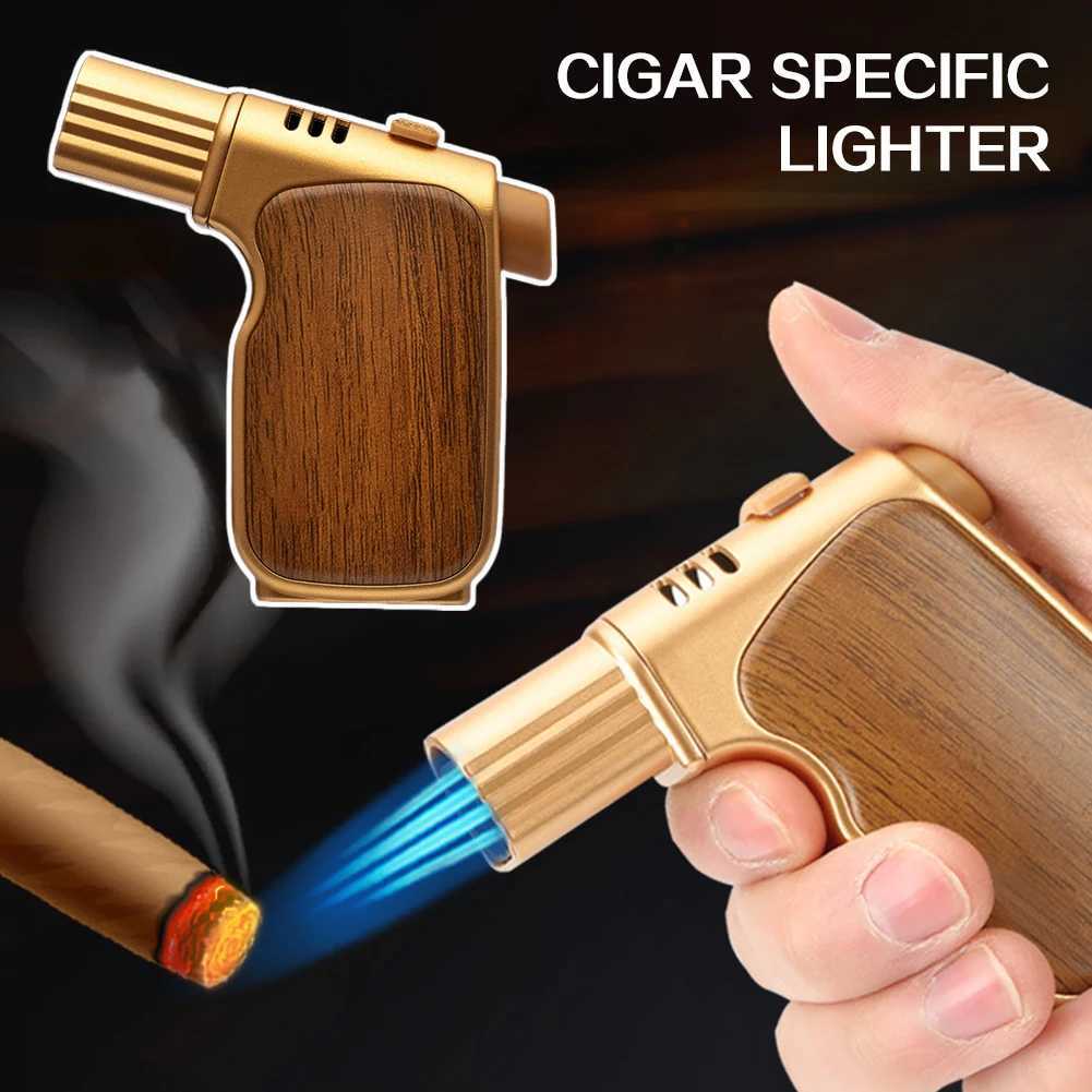 JetFlame Lighter Mini Metal Refillable Torch Lighter Windproof Butane Gas Lighter for Cigars Cigarettes C251022