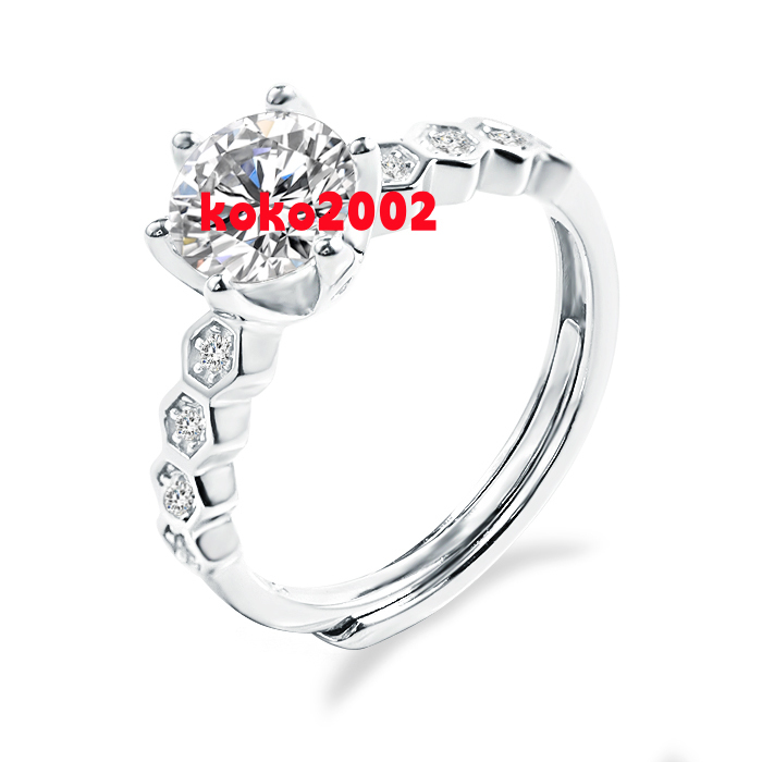 Fashion Diamond Moissanite Gold Silver Moissanite Wedding Ring Box Rings Jewelry for Women