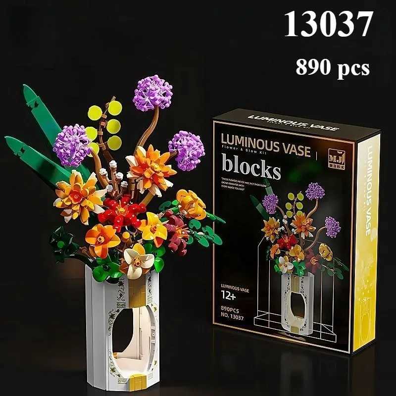Flower building blocks bouquets vases creative home decorations childrens educational toys festival gifts J251022